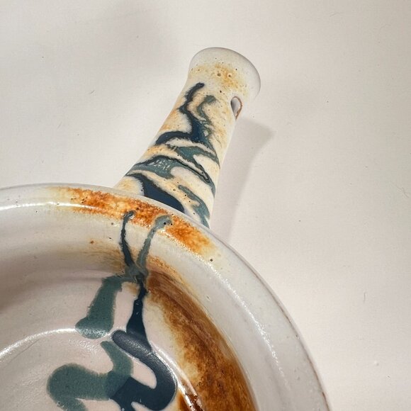 Brenner Tolliver Pottery Handcrafted White Stoneware Soup Bowl Hollow Handle - Picture 8 of 15